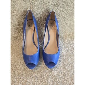 Vince Camuto Womens Ladies Blue Leather Platform Spike Pumps Heels Size‎ 8.5